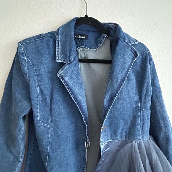 Annabelle Asymmetrical Ruffle Denim Dress M - Picture 6 of 9